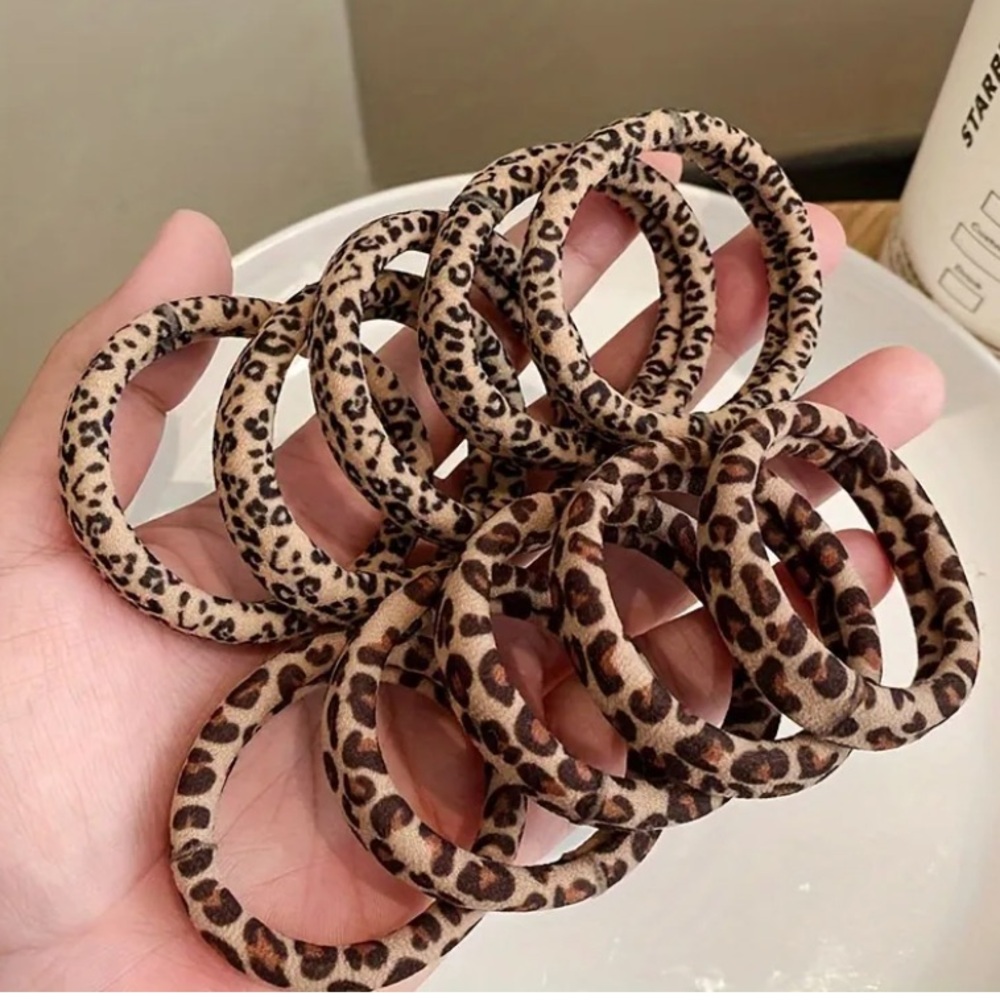 BOGO! (10) Bundle Animal Print Hair Ties Leopard print Cheetah Print NEW